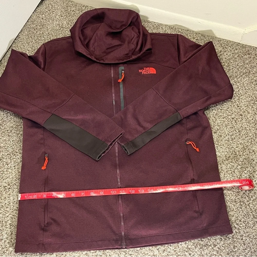 The North Face Men's Maroon Hoodie Jacket with Orange Accents